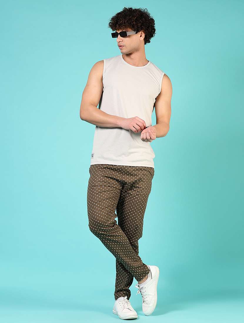 men olive printed full length track pant - 21725631 -  Standard Image - 4