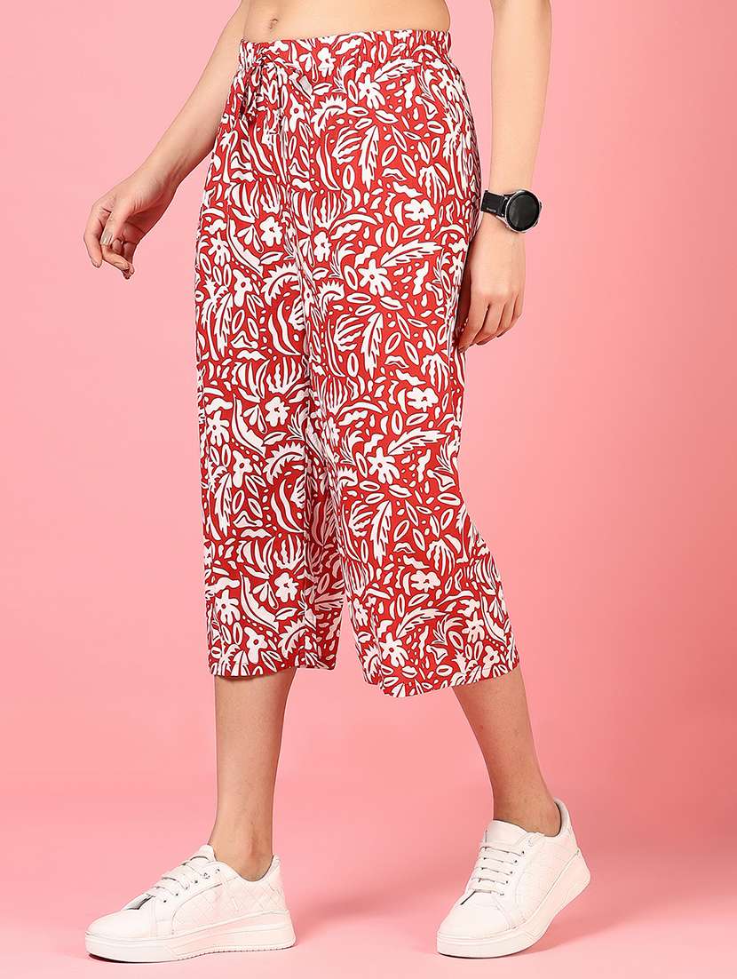 women printed mid rise culottes - 21725634 - Standard Image - 1