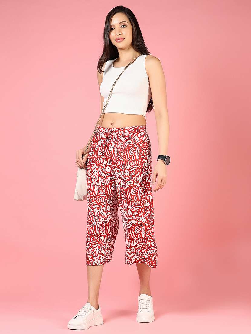 women printed mid rise culottes - 21725634 - Standard Image - 4