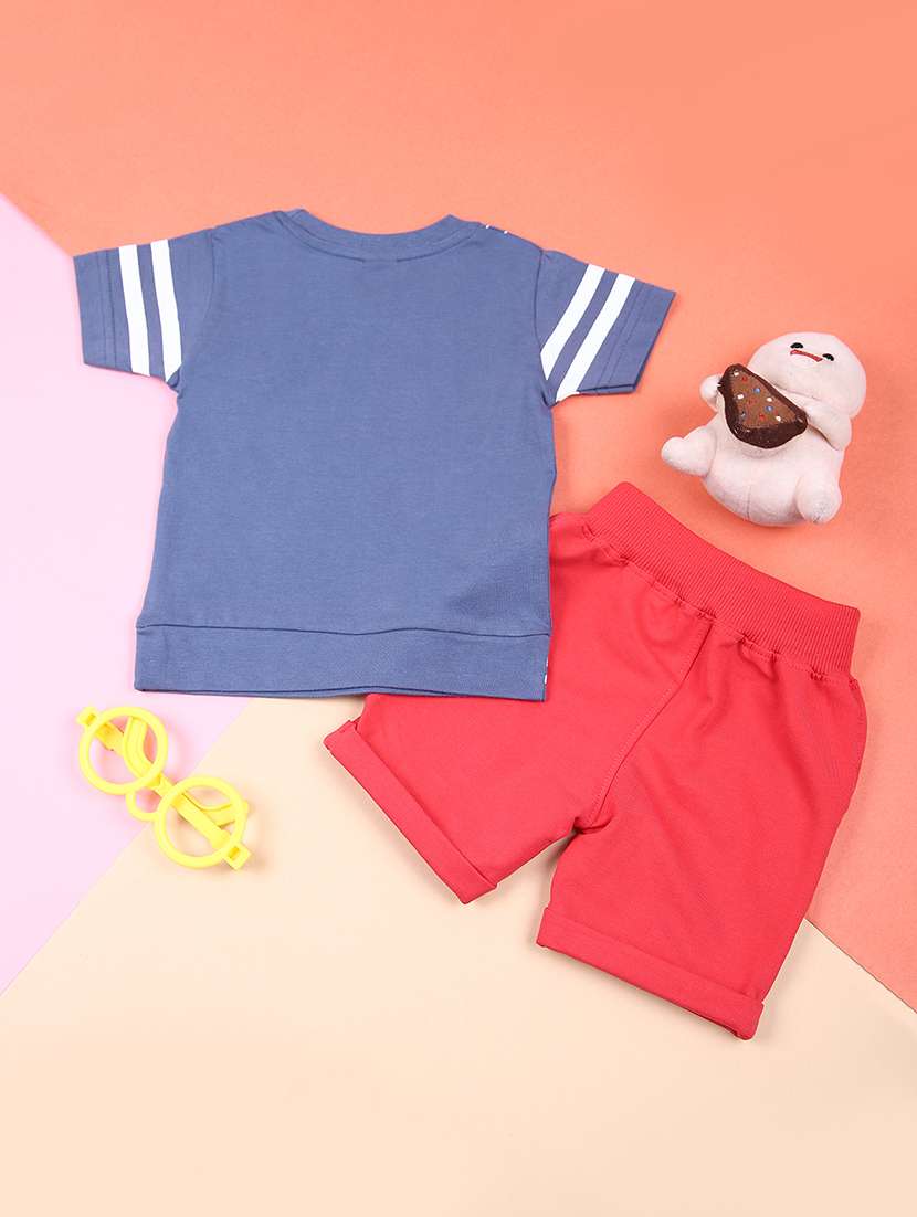 boys printed t-shirt & shorts casual wear set - 21725641 -  Standard Image - 1