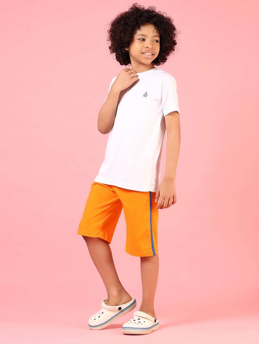 boys orange taped mid rise three fourth shorts - 21725655 -  Standard Image - 4