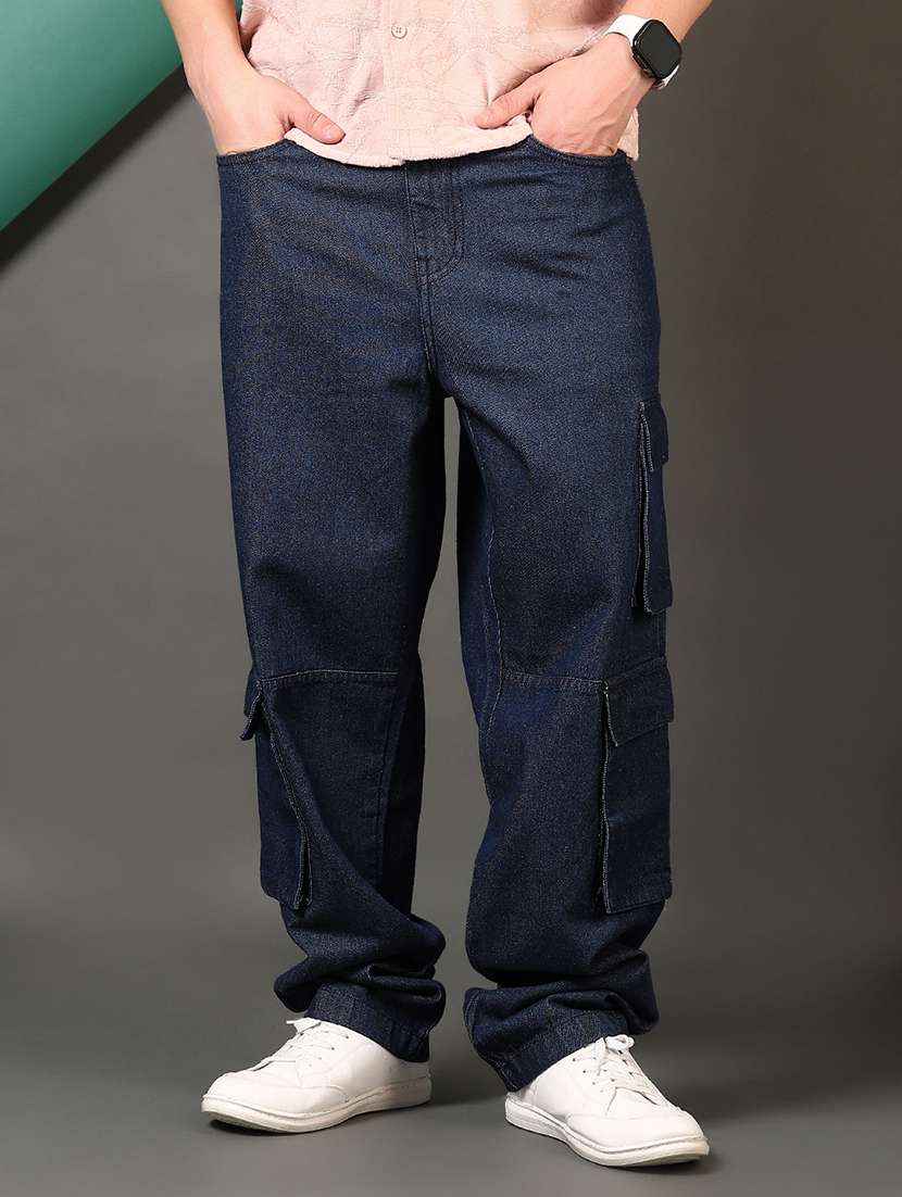 men solid mid rise denim cargo - 21725687 -  Standard Image - 1