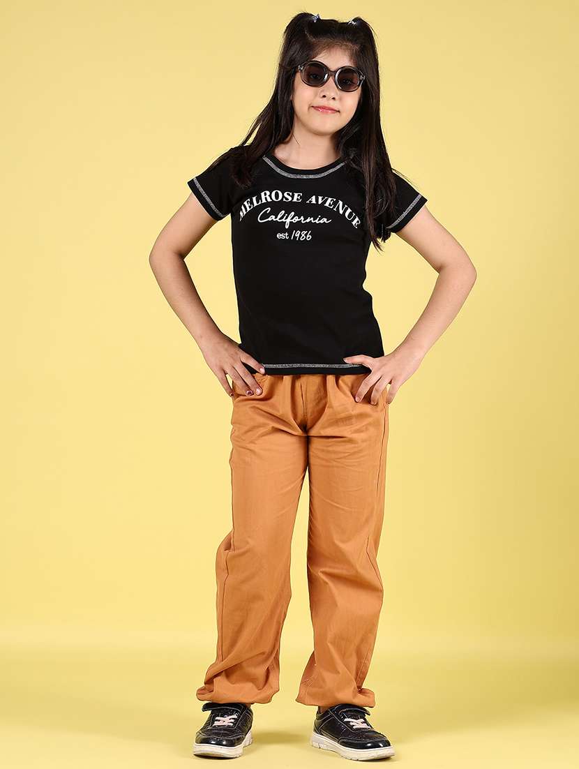 girls solid mid rise relaxed fit jogger - 21725690 -  Standard Image - 4