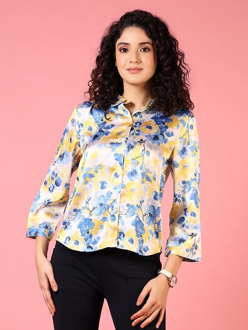 women printed collared long sleeves shirt - 21725717 - Standard Image - 0