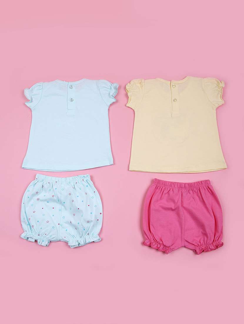 girls pack of 2 printed t-shirt & bloomer twin set - 21725730 -  Standard Image - 1