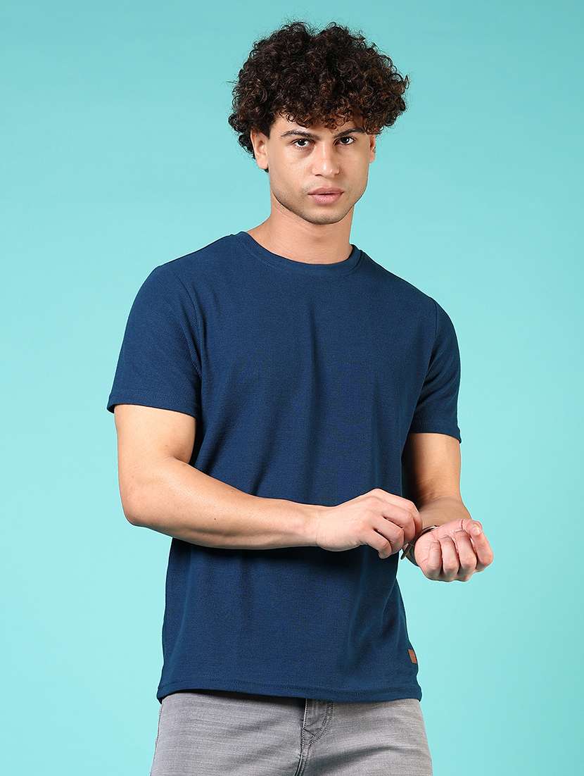 men solid short sleeve regular fit t-shirt