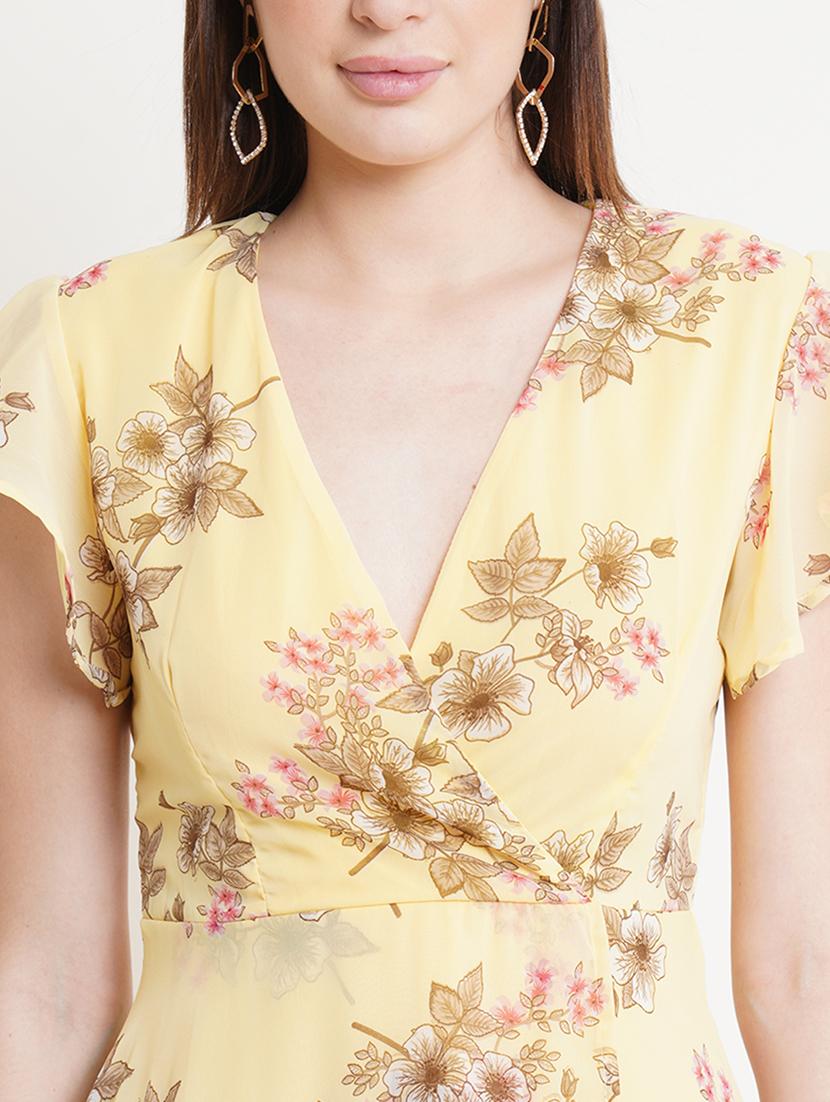 women floral print overlap neck a-line dress - 21725800 - Standard Image - 4