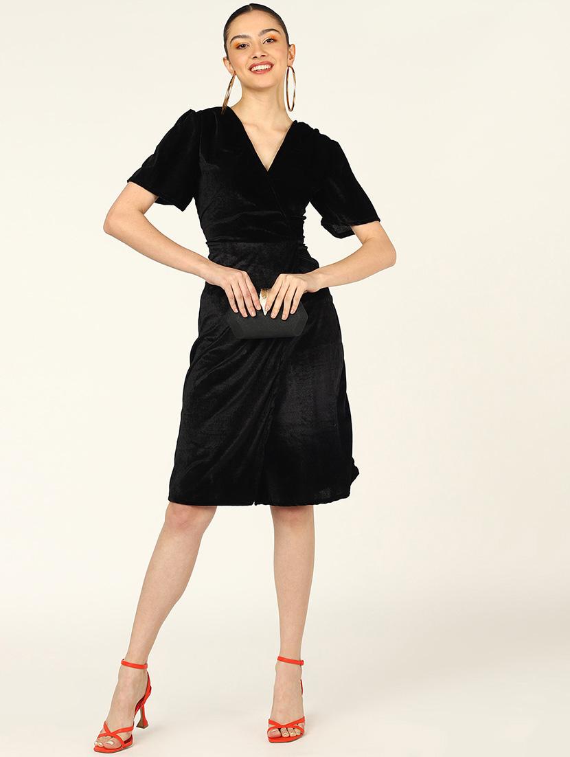 women solid puff sleeves sheath dress - 21725817 - Zoom Image - 0