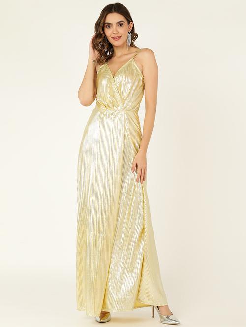 women striped sleeveless high slit dress - 21725835 - Standard Image - 0
