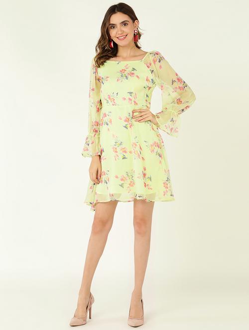 women floral print puff sleeves a-line dress - 21725843 -  Standard Image - 0