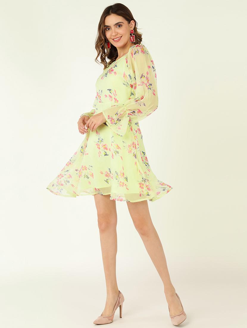 women floral print puff sleeves a-line dress - 21725843 -  Standard Image - 1
