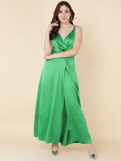 women solid sleeveless high slit dress - 21725882 -  Standard Image - 0