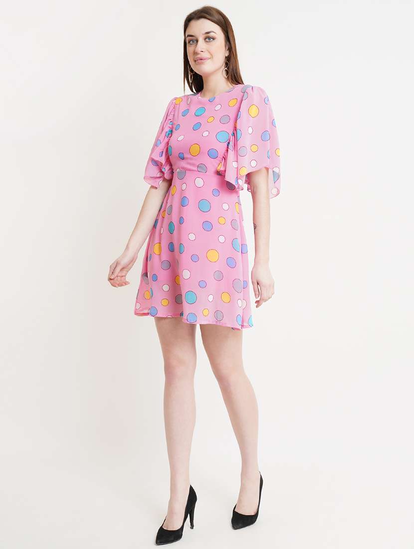 women polka doted batwing sleeves a-line dress - 21725885 -  Standard Image - 1