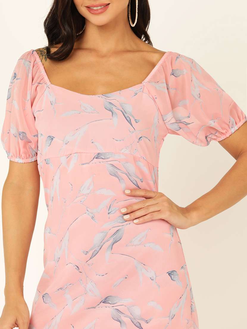 women printed puff sleeves a-line dress - 21725898 -  Standard Image - 4