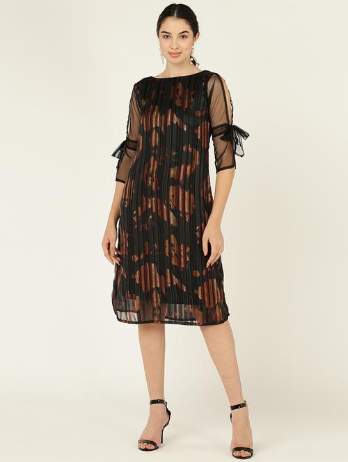women printed round neck a-line dress - 21725899 - Standard Image - 0