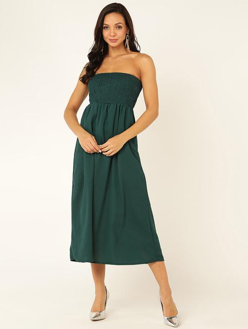 women solid smocked detailed tube dress - 21725913 -  Standard Image - 0