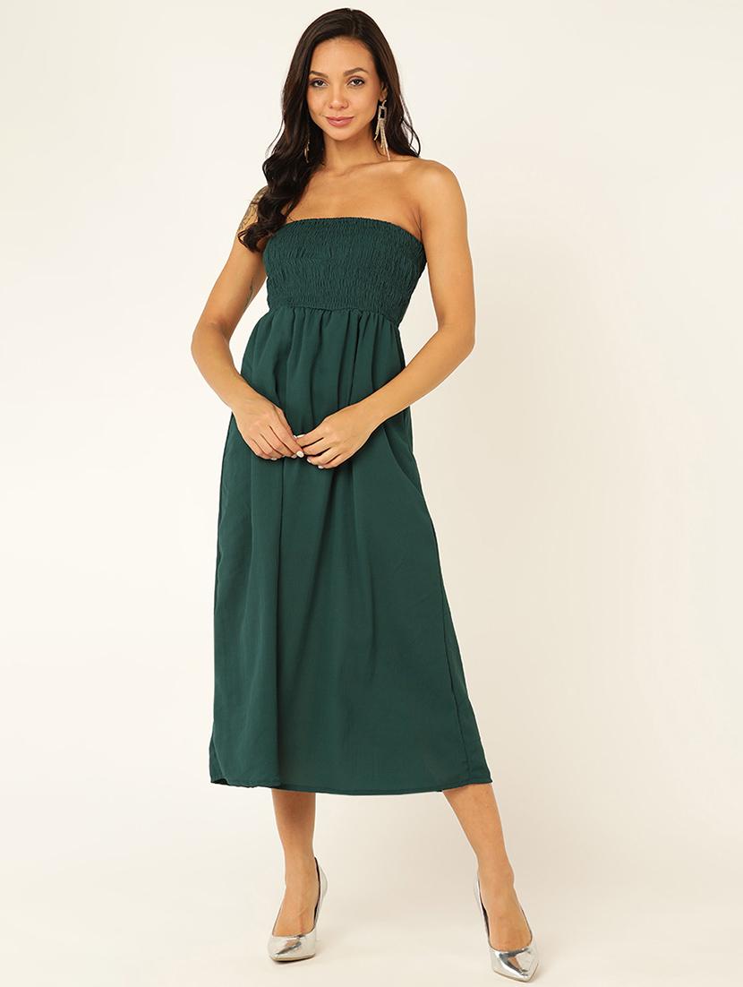 women solid smocked detailed tube dress - 21725913 -  Zoom Image - 0