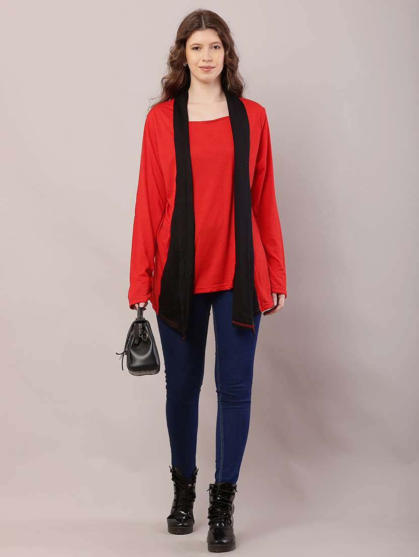 women color block asymmetric shrug - 21726441 -  Standard Image - 4