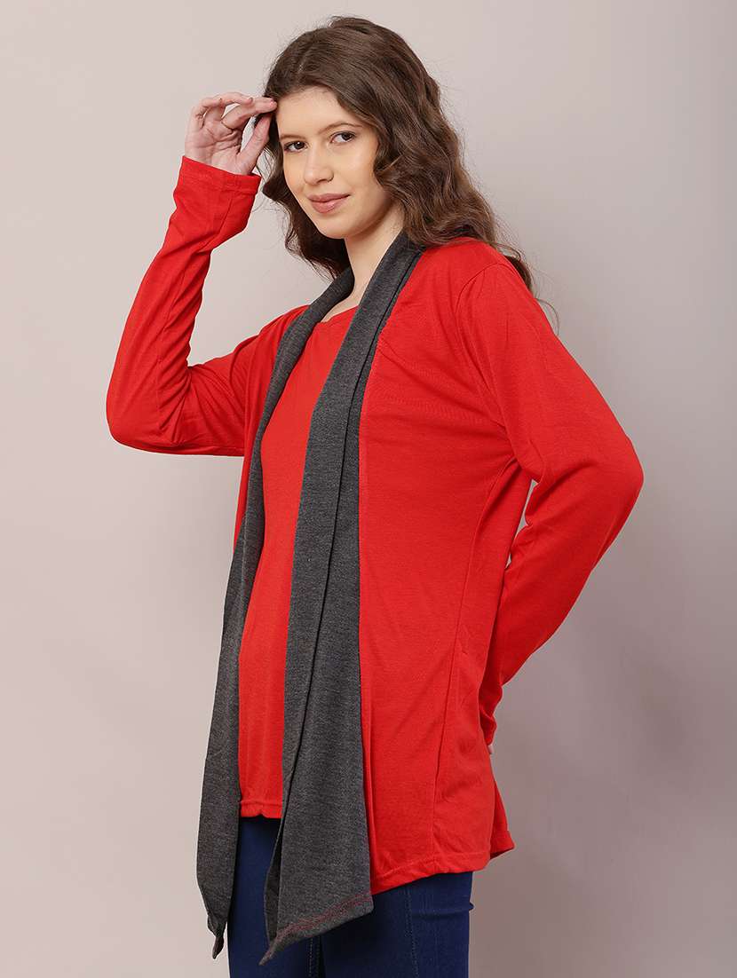 women color block asymmetric shrug - 21726442 -  Standard Image - 1