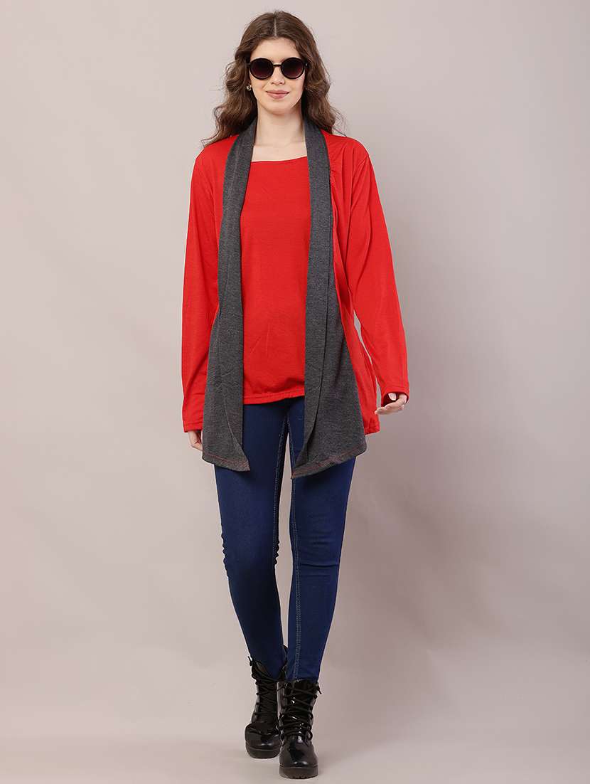 women color block asymmetric shrug - 21726442 -  Standard Image - 4