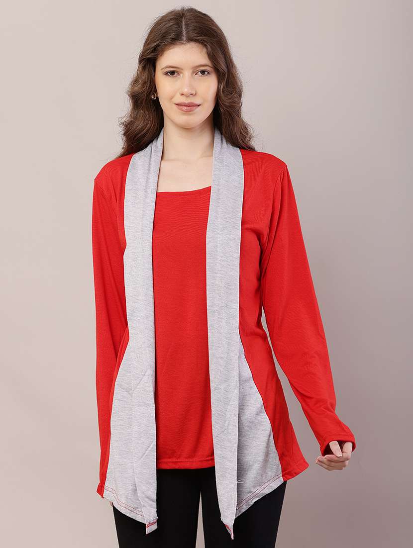 women color block asymmetric shrug
