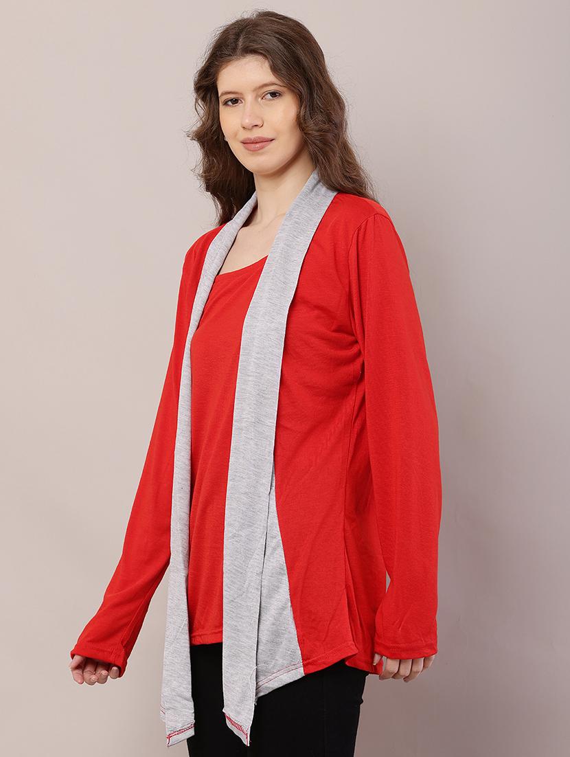 women color block asymmetric shrug - 21726443 -  Standard Image - 1