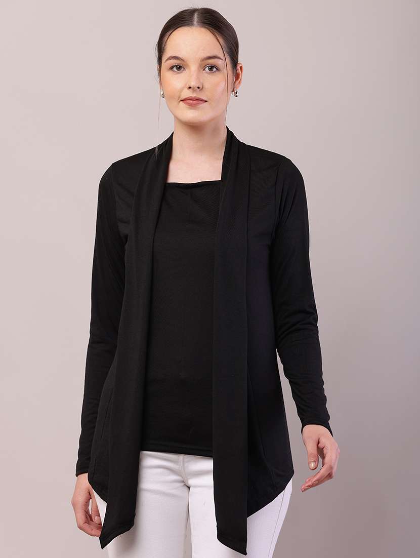 women solid asymmetric shrug