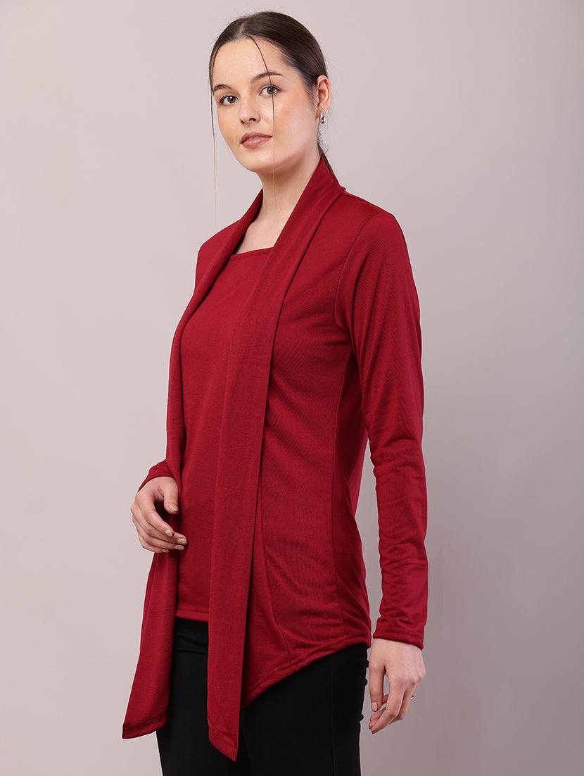 women solid asymmetric shrug - 21726448 - Standard Image - 1
