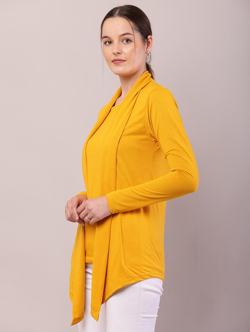 women solid asymmetric shrug - 21726449 - Standard Image - 1