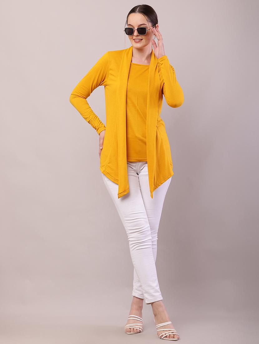women solid asymmetric shrug - 21726449 - Standard Image - 4