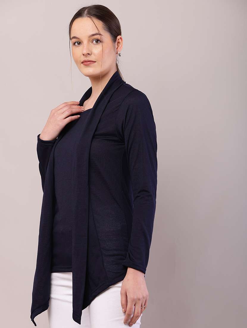women solid asymmetric shrug - 21726450 -  Standard Image - 1