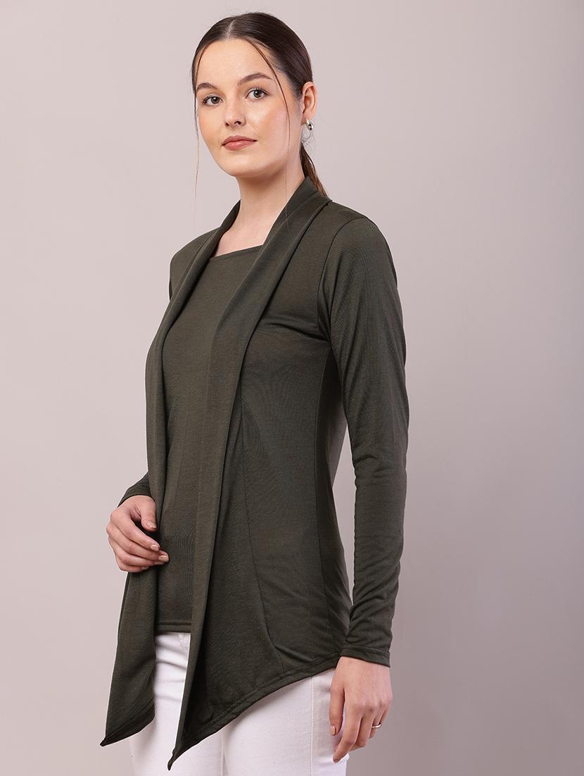 women solid asymmetric shrug - 21726451 - Standard Image - 1