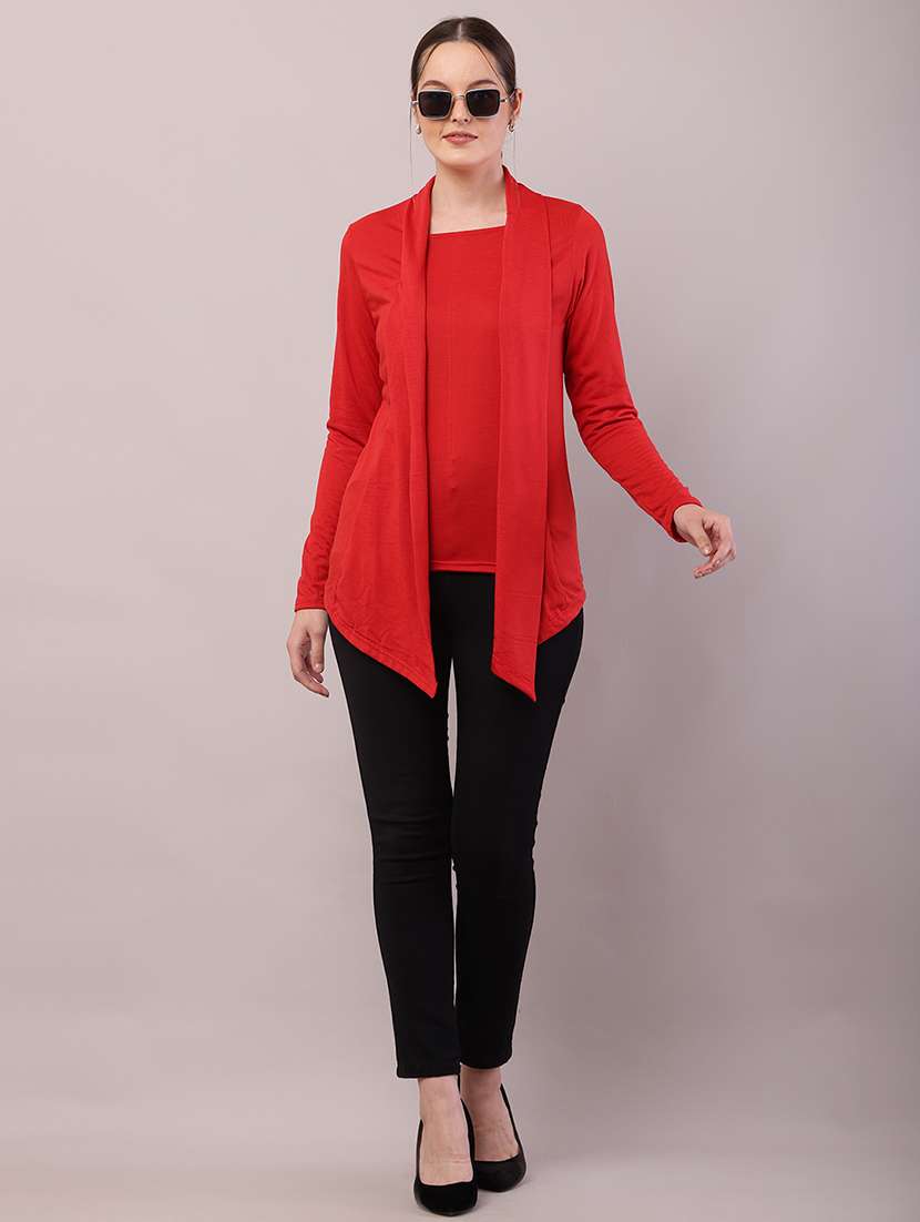 women solid asymmetric shrug - 21726452 -  Standard Image - 4