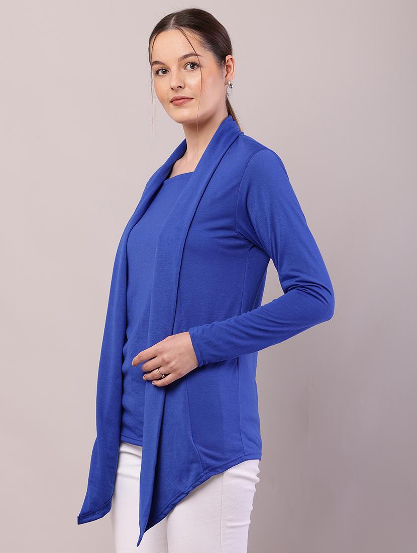 women solid asymmetric shrug - 21726453 -  Standard Image - 1