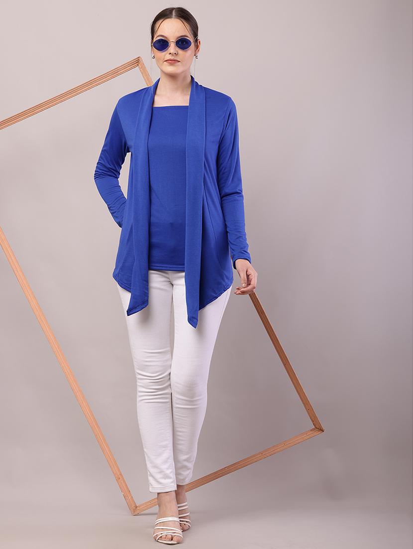 women solid asymmetric shrug - 21726453 - Standard Image - 4
