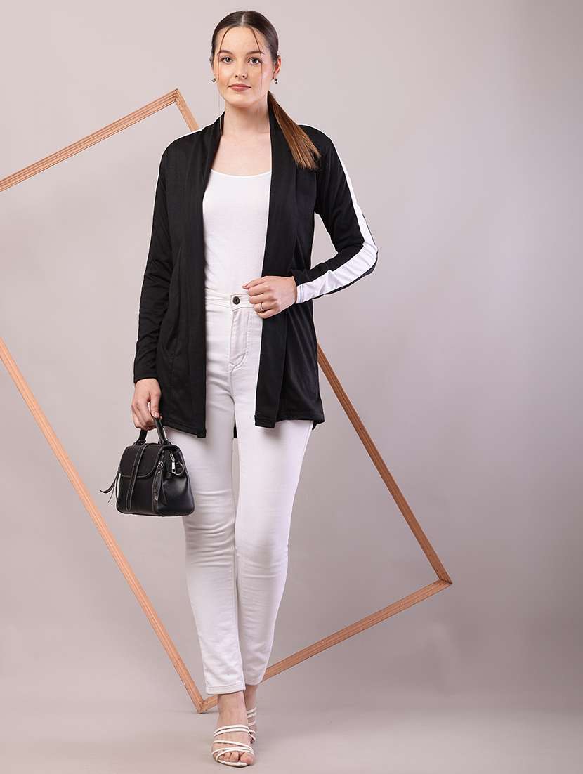 women color block long sleeve shrug - 21726454 -  Standard Image - 4