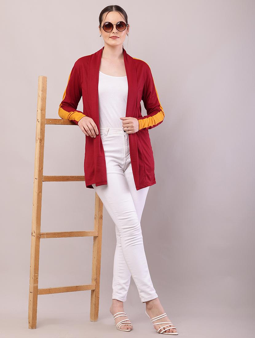 women color block long sleeve shrug - 21726456 - Standard Image - 4