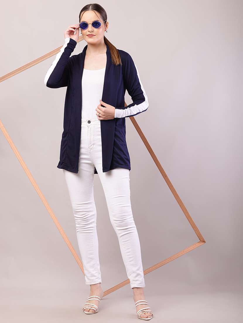 women color block long sleeve shrug - 21726458 -  Standard Image - 4