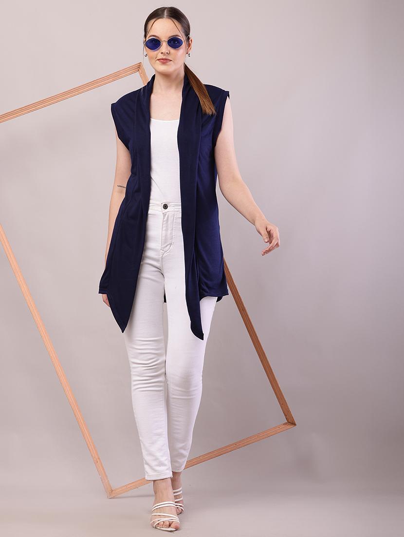 women solid asymmetric shrug - 21726464 - Standard Image - 4