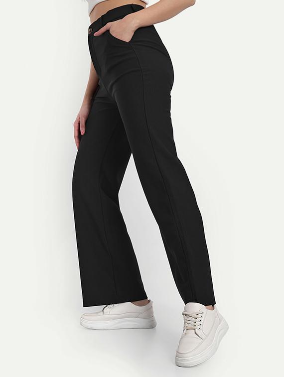 women solid high rise straight trouser - 21726783 -  Zoom Image - 0