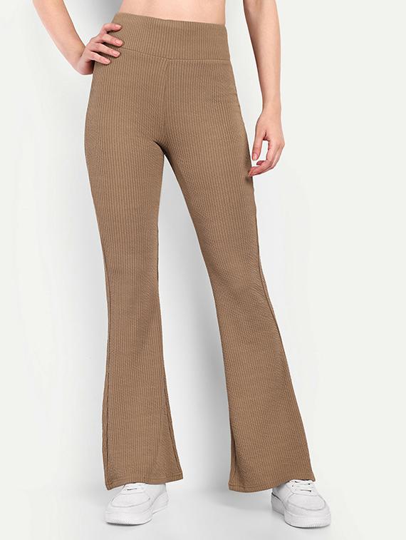 women solid high rise bootcut trouser - 21726893 -  Zoom Image - 0