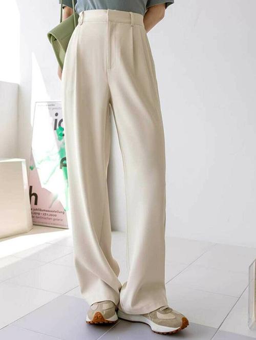 women solid high rise korean pants  - 21727044 -  Standard Image - 0
