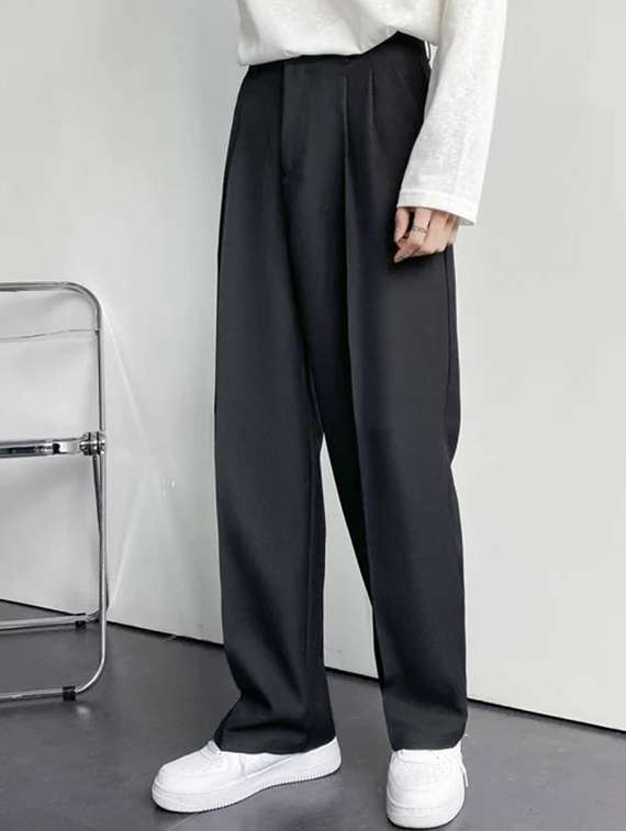 women solid high rise korean pants 