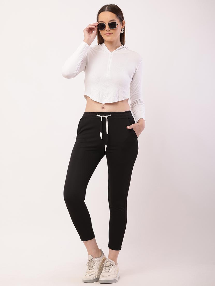 women solid mid rise track pant - 21727978 - Standard Image - 4