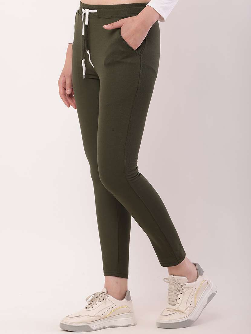 women solid mid rise track pant - 21727982 -  Standard Image - 1