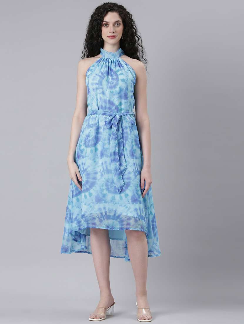 women printed halter neck high low dress - 21727986 - Zoom Image - 0