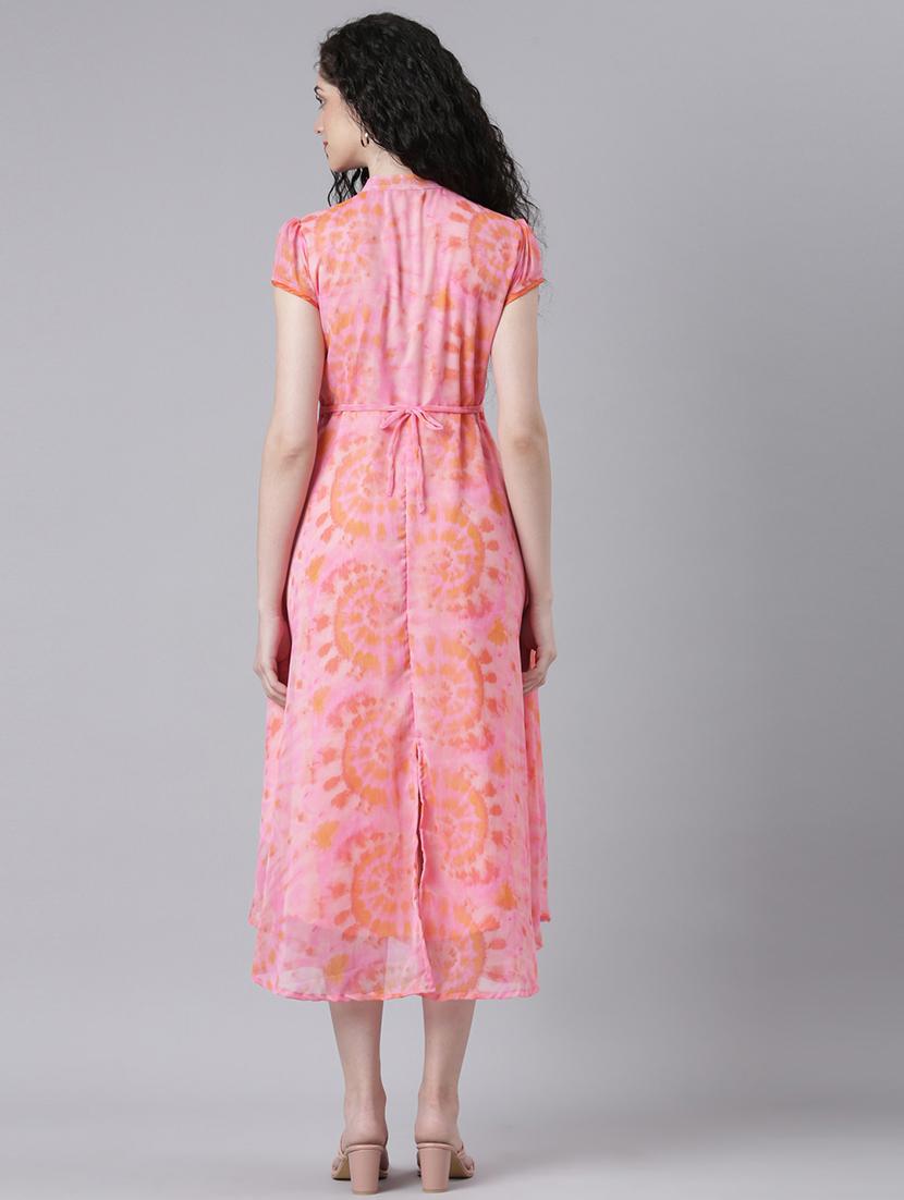 women printed short sleeves fit & flared dress - 21727988 - Standard Image - 4