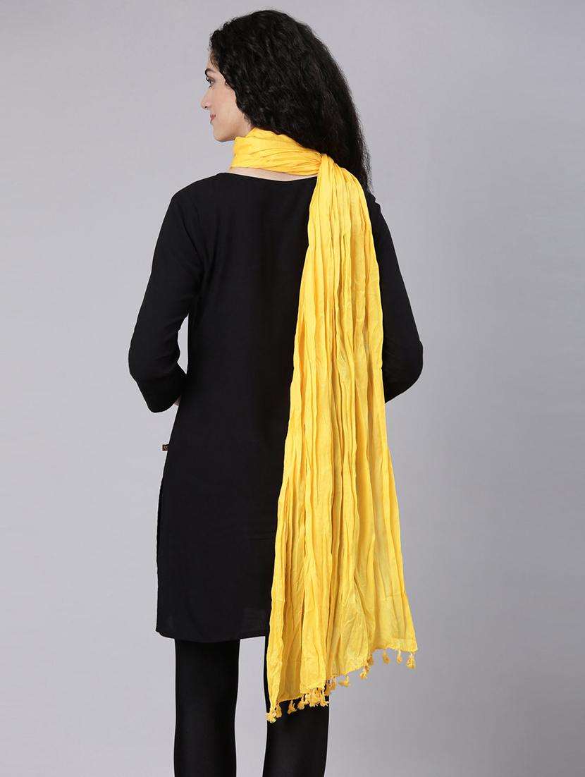 women yellow solid dupatta - 21727993 - Standard Image - 4