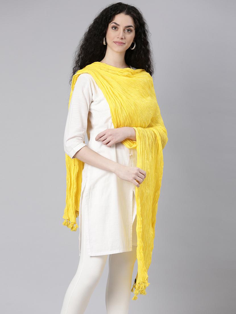 women yellow solid dupatta - 21727995 - Standard Image - 1