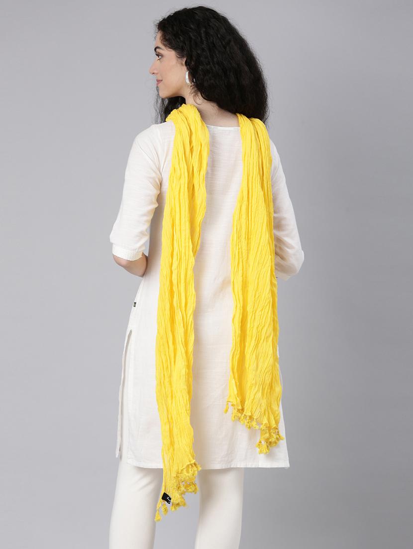 women yellow solid dupatta - 21727995 - Standard Image - 4
